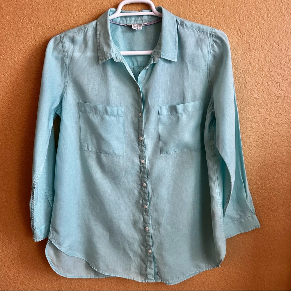 Boden Linen Long Sleeve Button Down Shirt - Picture 2 of 8